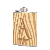 Rustieke namaak bruin houten monogram op maat gema heupfles (Links)