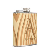 Rustieke namaak bruin houten monogram op maat gema heupfles (Rechts)