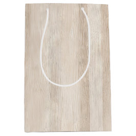 Rustieke namaak crèmekleurig witte houten bruiloft medium cadeauzakje