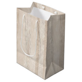 Rustieke namaak crèmekleurige houten bruiloft medium cadeauzakje
