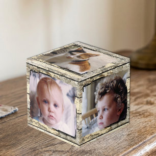 Rustieke namaak hout familie 5 foto kubus