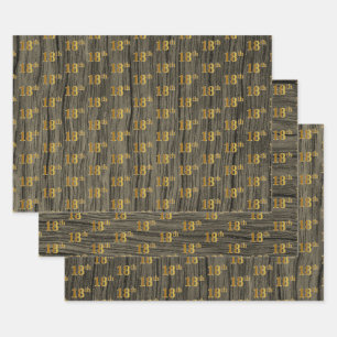 Rustieke namaak houtnerf, Elegante namaak goud "18 Inpakpapier Vel