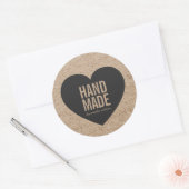 Rustieke namaak-kraft en grijze handgemaakte hartj ronde sticker (Envelop)