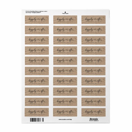 Rustieke namaak-kraft gelukkig-getrouwd-huwelijksg etiket (Full Sheet)