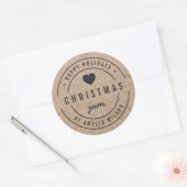Rustieke namaak-kraft Kerstjam Prettige Feestdagen Ronde Sticker (Envelop)
