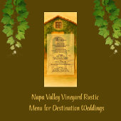 Rustieke Napa Valley Vineyard Golden Wedding Dinne Programmakaart