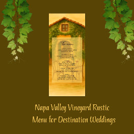 Rustieke Napa Valley Vineyard Golden Wedding Dinne Programmakaart