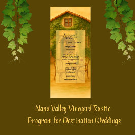 Rustieke Napa Valley Vineyard Golden Wedding Programmakaart