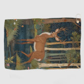 Rustieke natuur herten boho bos groen golfhanddoek (Horizontaal)
