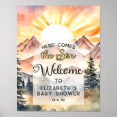 Rustieke Natuur Hier komt Son Baby shower Welkom Poster (Voorkant)