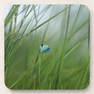 Rustieke natuur scène Blauwe vlinder hard plastic Bier Onderzetter