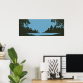 Rustieke Natuur Scène met het lichaam van water Poster (Thuiskantoor)