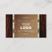 Rustieke Natuur Tree Bark Grain Gold Border Logo Visitekaartje (Voorkant)
