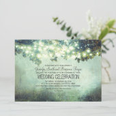 Rustieke natuur Tree Branches Lights bruiloft Kaart (Staand voorkant)