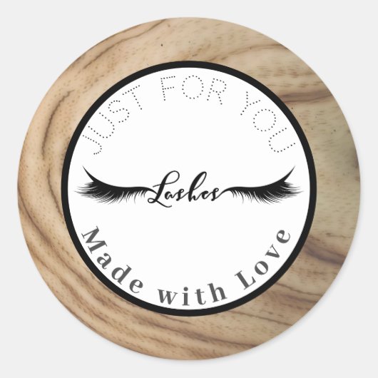 Rustieke natuurlijke houten korrel make-up wimpers ronde sticker (Voorkant)