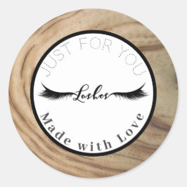 Rustieke Natuurlijke Houtstructuur Make-up Wimpers Ronde Sticker