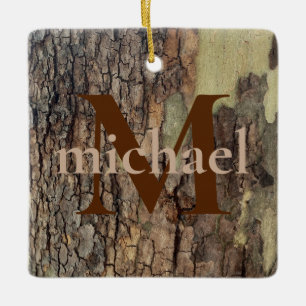 Rustieke natuurlijke noodlijdende bomen met boomsc keramisch ornament