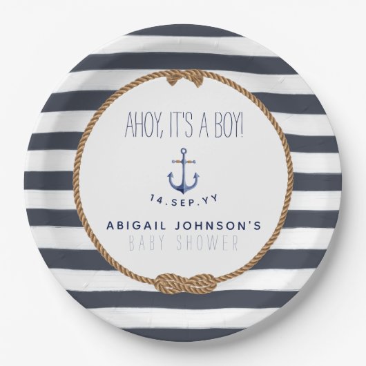 Rustieke Nautical Ahoy Het is een Baby shower Papieren Bordje (Voorkant)