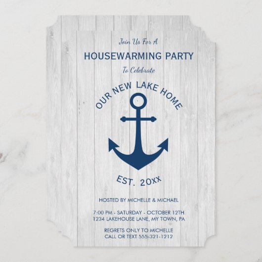 Rustieke Nautical Navy Anker Housewarming Kaart (Voorkant / Achterkant)