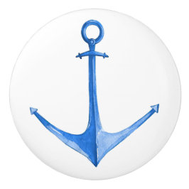 Rustieke Nautilus Blauwe Bootanker  Keramische Knop