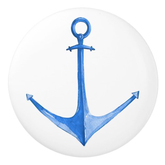 Rustieke Nautilus Blauwe Bootanker Keramische Knop (Voorkant)