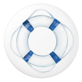 Rustieke Nautilus Blauwe Reddingsring Boei  Keramische Knop