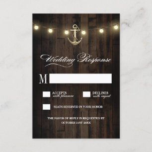 rustieke nautische anker bruiloft RSVP-Kaarten RSVP Kaartje