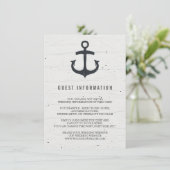 Rustieke nautische bruiloft invoegen Kaart (Staand voorkant)