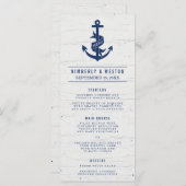 Rustieke Nautische Bruiloft Menu / Marine (Voorkant / Achterkant)