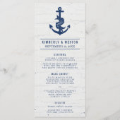 Rustieke Nautische Bruiloft Menu / Marine (Voorkant)