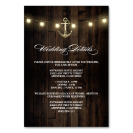 Rustieke Nautische Bruiloft Receptie + Hotel Kaart