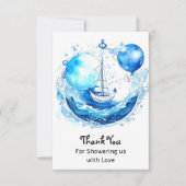 Rustieke Nautische charme: Boy Baby shower Bedankkaart (Voorkant)