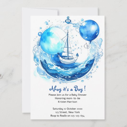 Rustieke Nautische charme: Boy Baby shower Kaart (Voorkant)