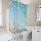 Rustieke nautische kunst blauw Blauwgroen Waterver Douchegordijn (In situ)