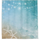 Rustieke nautische kunst blauw Blauwgroen Waterver Douchegordijn (Voorkant)