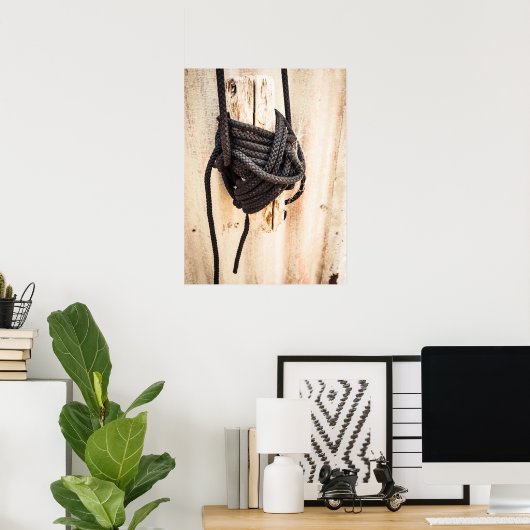 Rustieke nautische touwknoop op verweerd hout poster (Thuiskantoor)