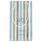 Rustieke nautische waterverf strepen bedankt monog klein cadeauzakje (Voorkant)