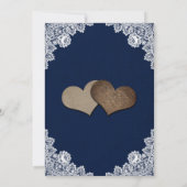 Rustieke Navy Blauw Burlap Kant Bruiloft Kaart (Achterkant)
