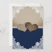 Rustieke Navy Blauw Burlap Kant Bruiloft Kaart (Achterkant)