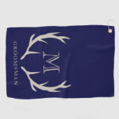 Rustieke Navy Blauwe Geweihoudende Aangepaste Brui Golfhanddoek (Horizontaal)