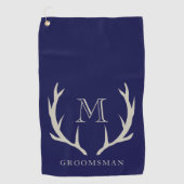 Rustieke Navy Blauwe Geweihoudende Aangepaste Brui Golfhanddoek (Voorkant)