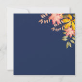 Rustieke Navy Blauwe Herfst Herfstbladeren Foto Br Save The Date (Achterkant)