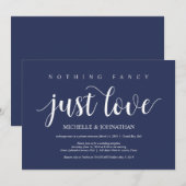 Rustieke Navy Blauwe Trouw Elopement Ontvangst Kaart (Voorkant / Achterkant)