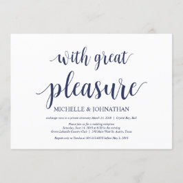 Rustieke Navy Blauwe Trouw Elopement Ontvangst Kaart