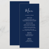 Rustieke Navy Blauwe Trouwmenu Menu (Voorkant / Achterkant)