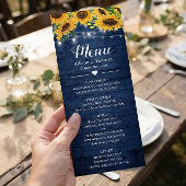 Rustieke Navy Blauwe Zonnebloemen Slingerlichtjes  Menu