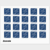 Rustieke Navy Blue Bloemen Wildbloem bruiloft guns Vierkante Sticker (Vel)