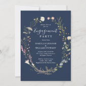 Rustieke Navy Blue Boho Wildflower verlovingsfeest Kaart (Voorkant)