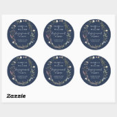 Rustieke Navy Blue Boho Wildflower verlovingsfeest Ronde Sticker (Vel)