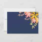 Rustieke Navy Blue Fall laat drie foto bruiloft Save The Date (Achterkant)